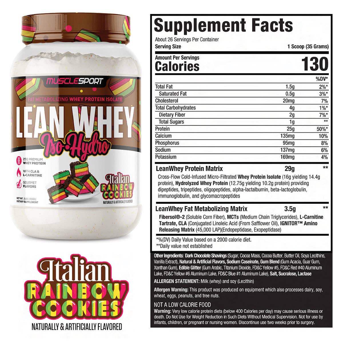 Lean Whey™ 2lb Premium Whey Protein Isolate: Italian Rainbow Cookie - Limited Edition