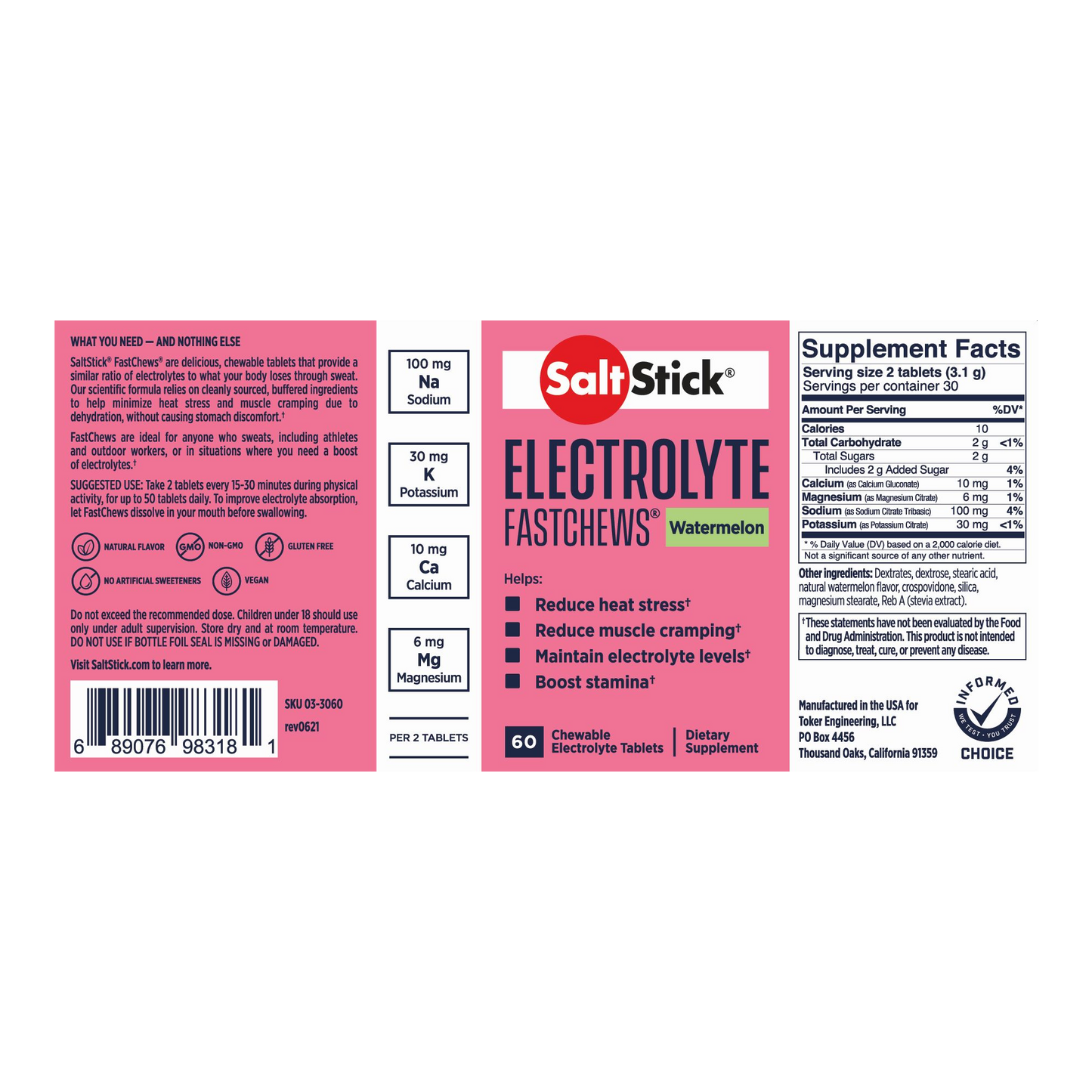 SaltStick FastChews Watermelon: 10ct
