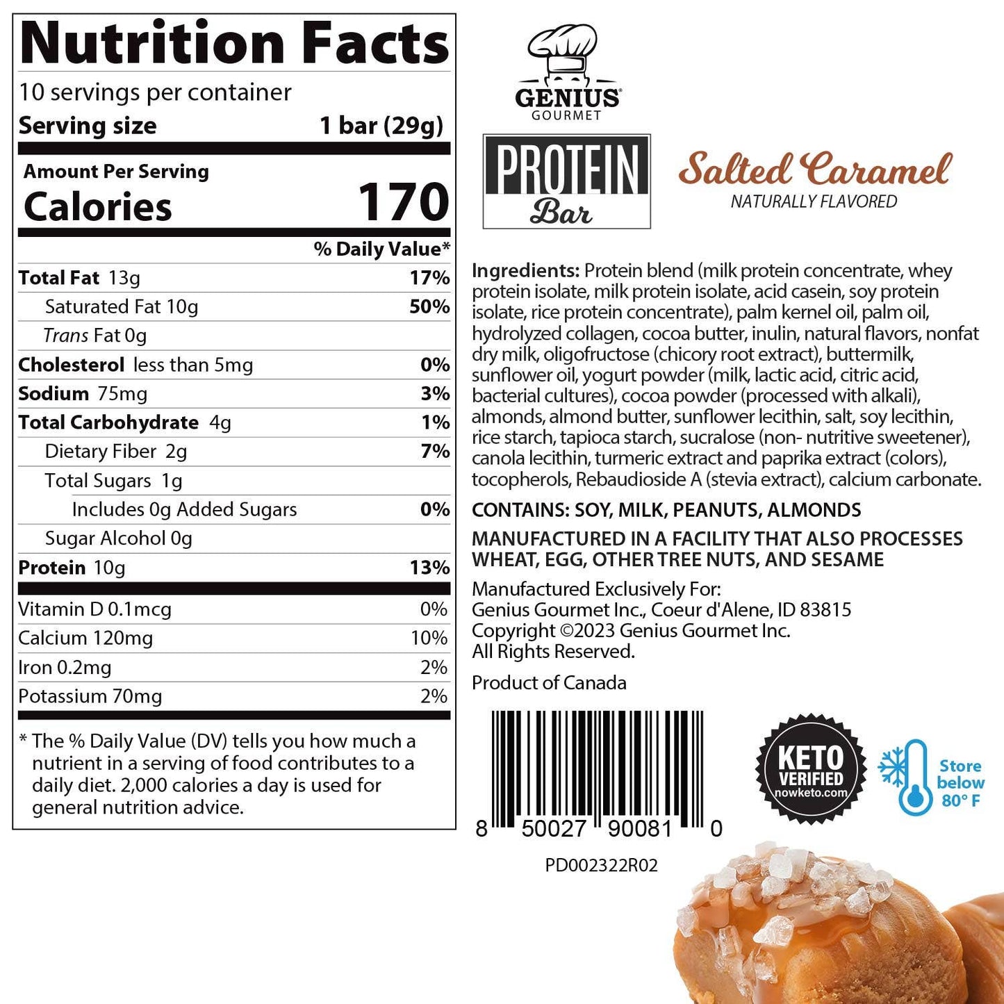 Genius Gourmet Protein Bar - Salted Caramel