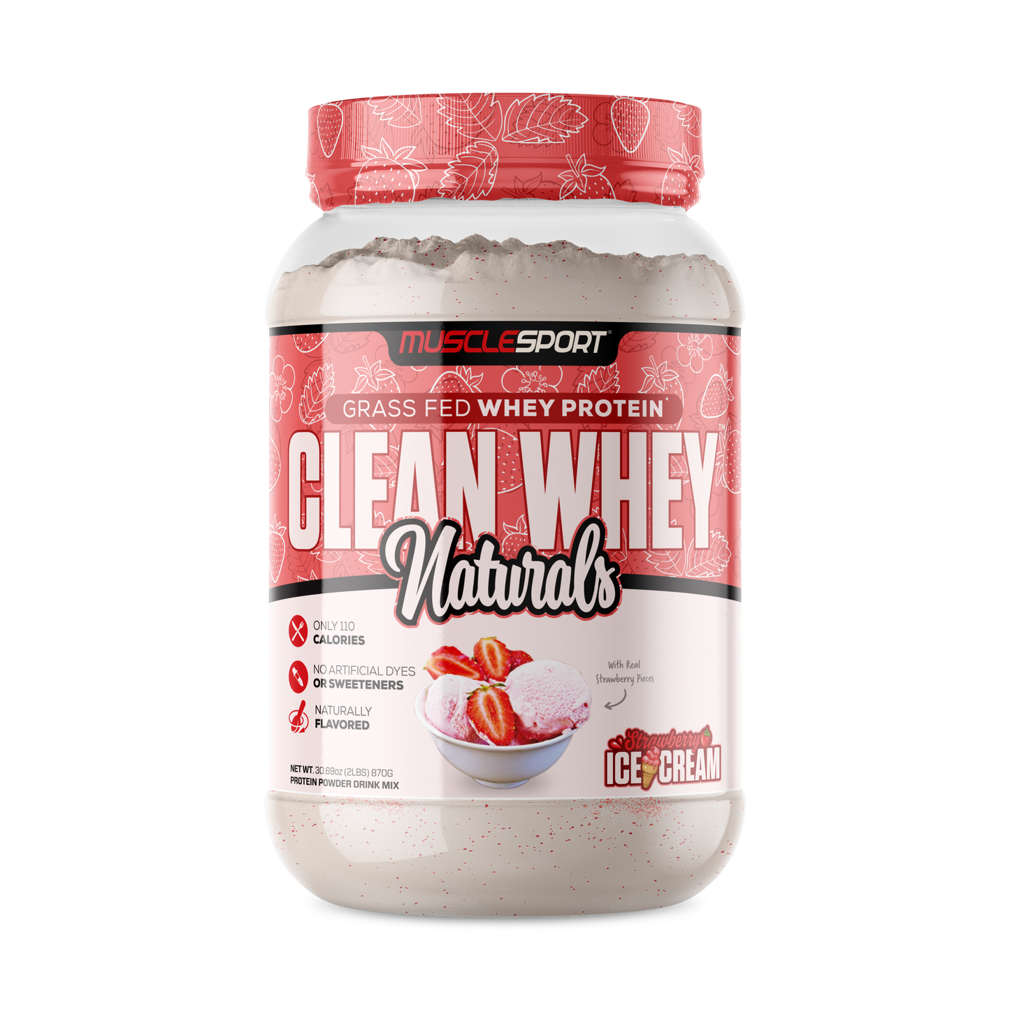 Clean Whey - Grass Fed Whey Protein Isolate: Strawberry Ice Cream