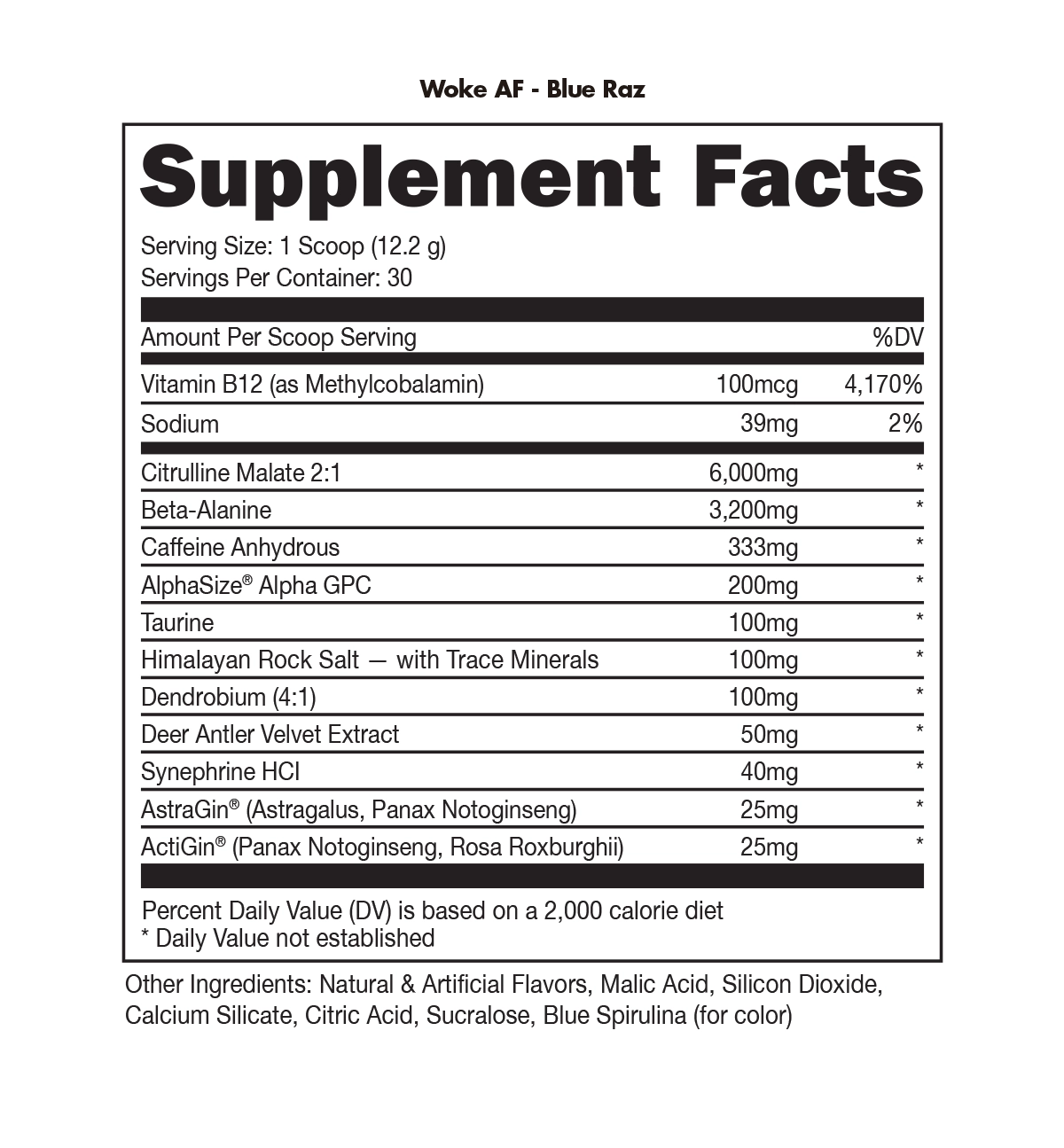 Woke AF Pre-Workout Blue Raz