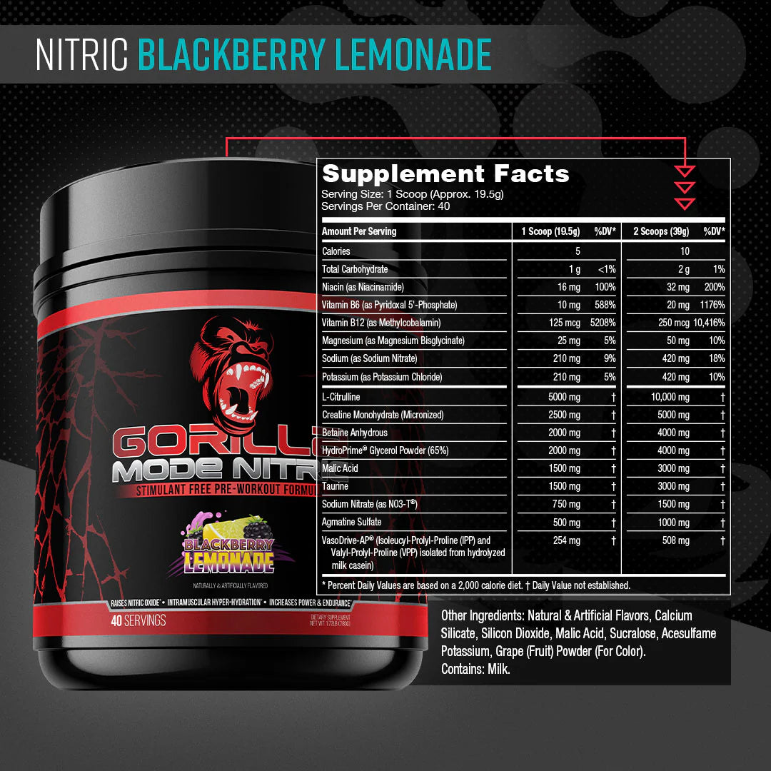 Gorilla Mode Nitric Blackberry lemonade
