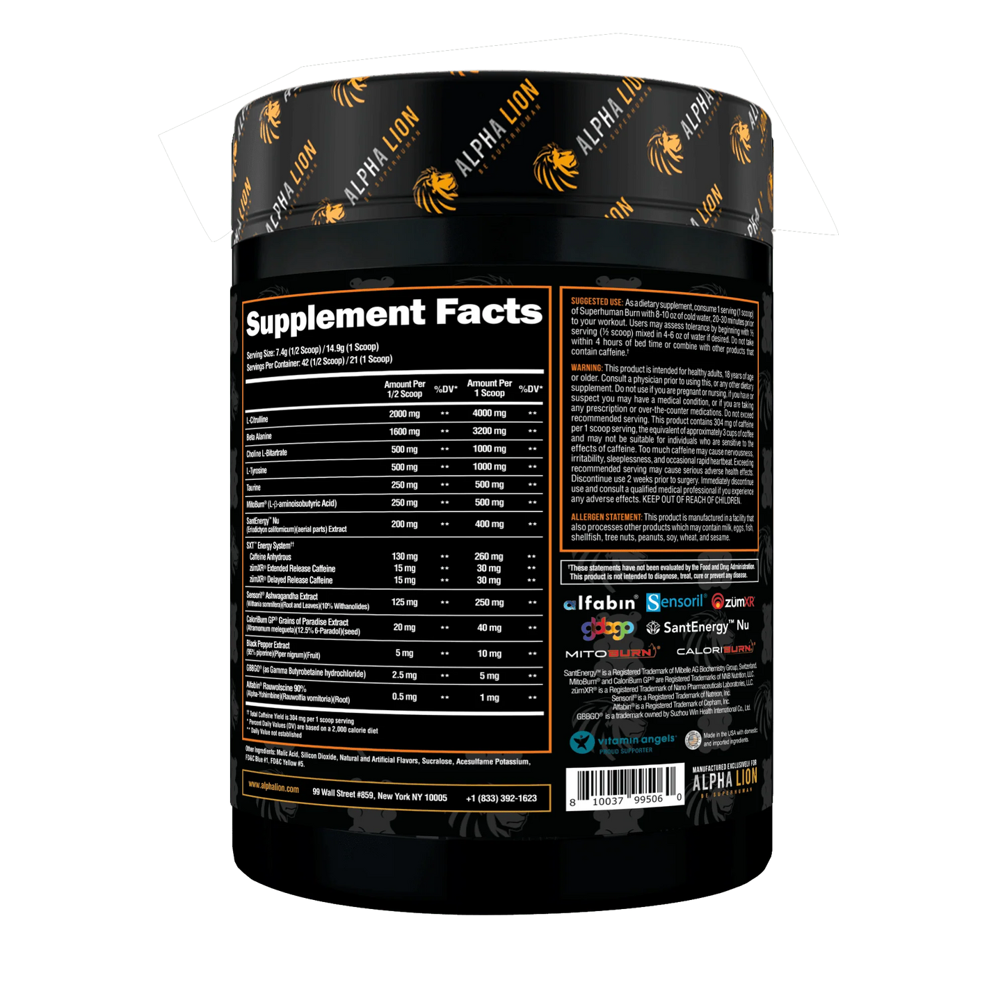 Alpha Lion Super Human Burn Pre Workout Hulk Juice