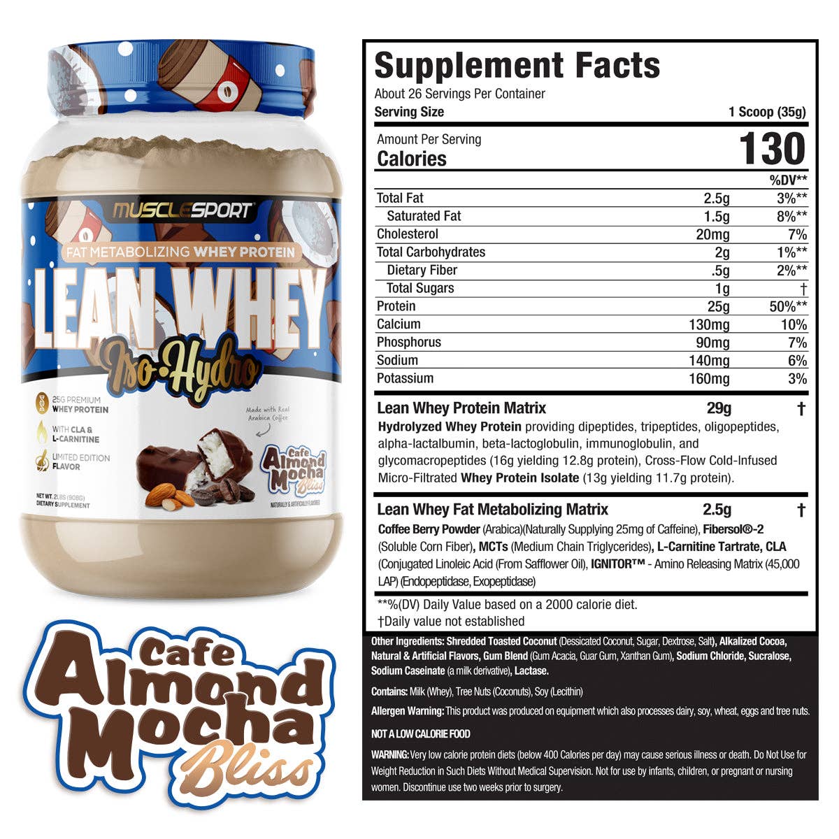 Lean Whey™ 2lb Premium Whey Protein Isolate: Neapolitan Ice Cream