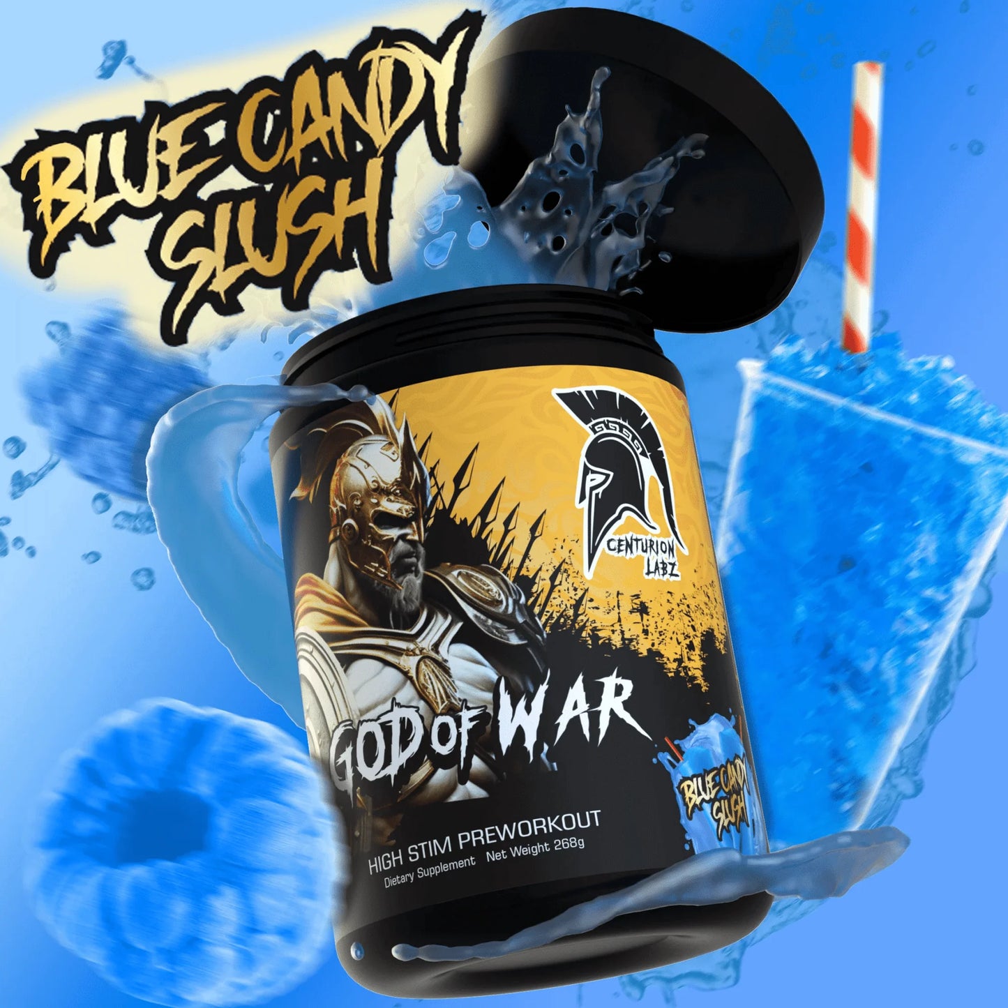 Centurion Labs Pre Workout God of War Blue Candy Slush