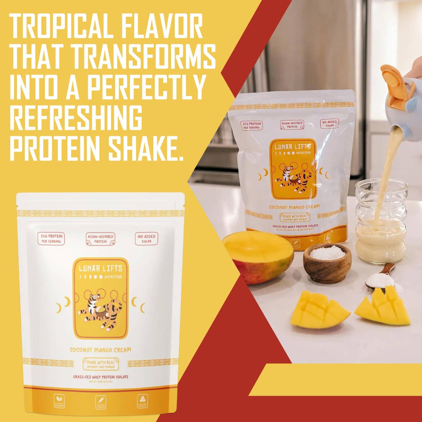 Coconut Mango Cream - Grass-fed Whey Isolate Boba Tea Protein Powder