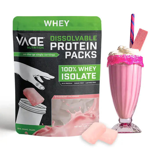 Vade Protein Packs Strawberry Milkshake - 100% Whey Isolate Protein: 30ct