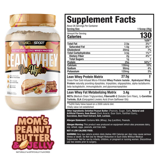 Lean Whey™ 2lb Premium Whey Protein Isolate: Mom's Peanut Butter & Jelly - Limited Edition