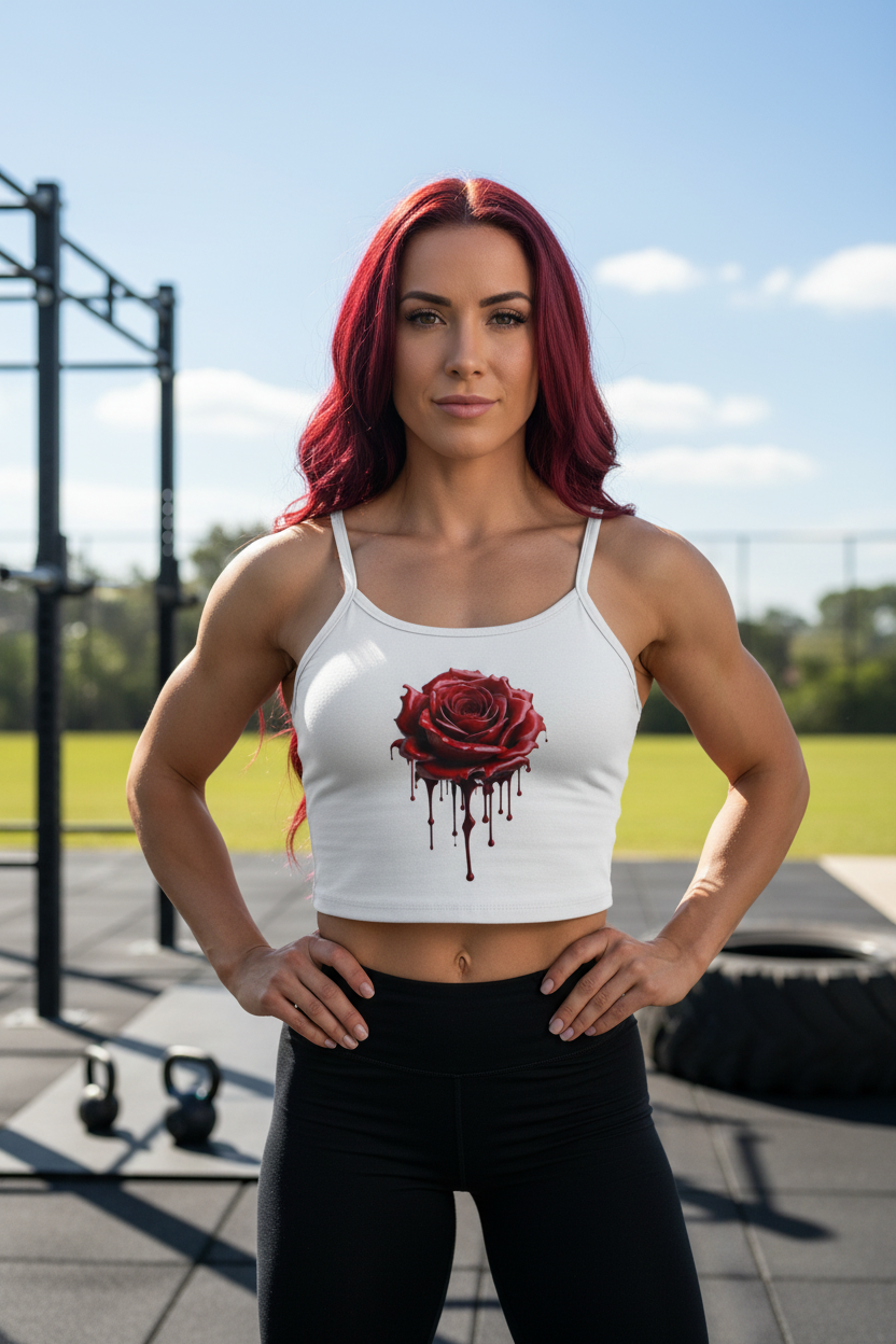 Dripping Red Rose Crop Tank