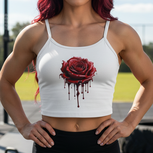 Dripping Red Rose Crop Tank
