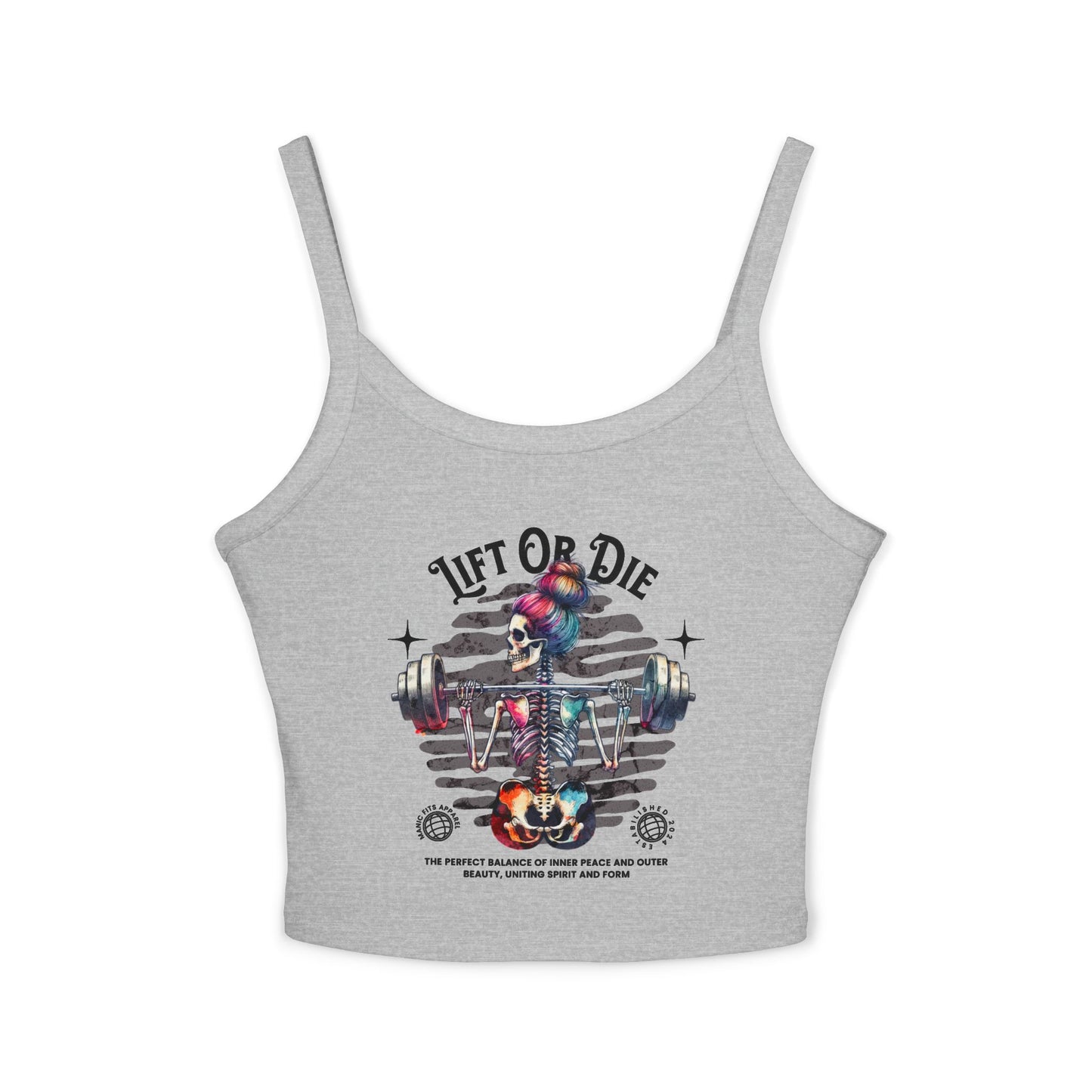 Lift or Die Tank Top — Women's Fitness Crop with Barbell Skull Design