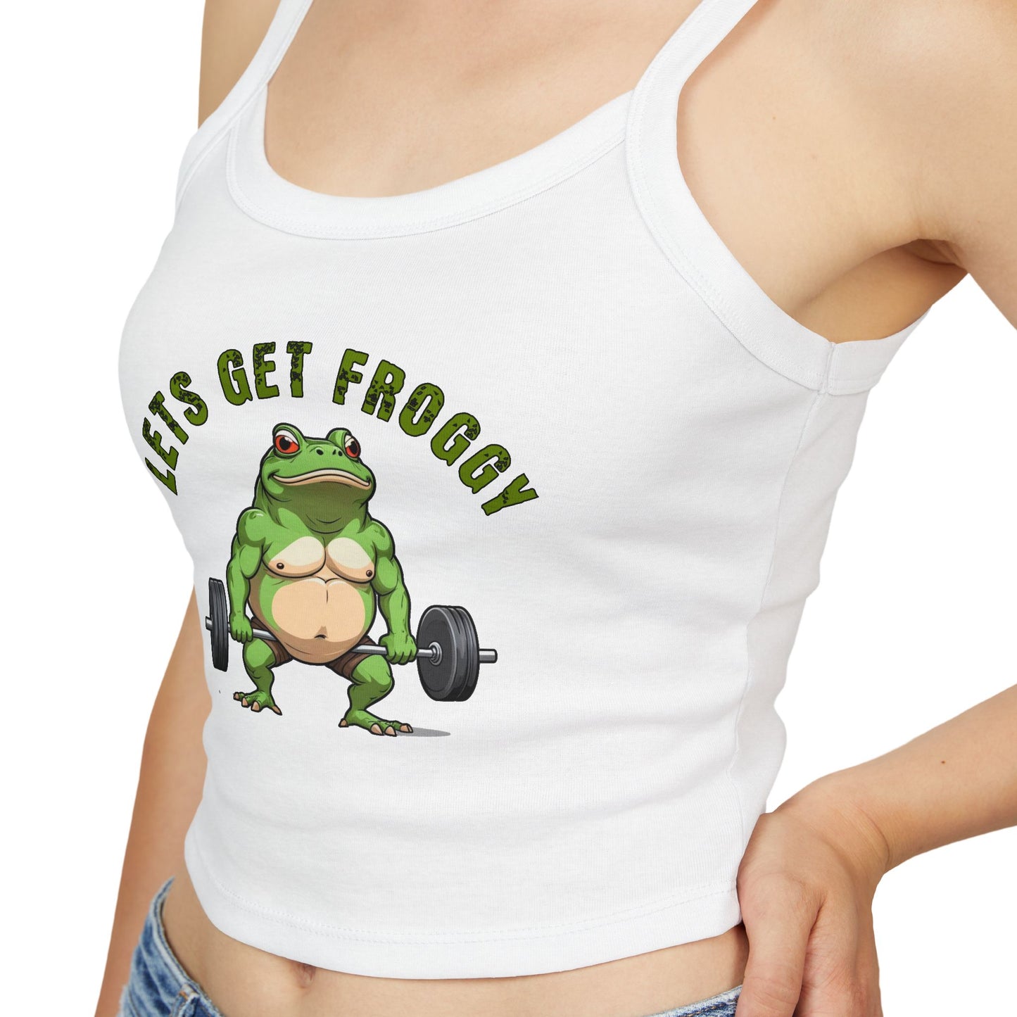 Let's Get Froggy Tank Top — Cute Weightlifting Frog Women’s Crop Tank
