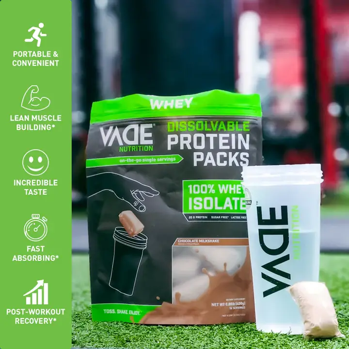 Vade Protein Packs Chocolate Milkshake - 100% Whey Isolate Protein: 30ct