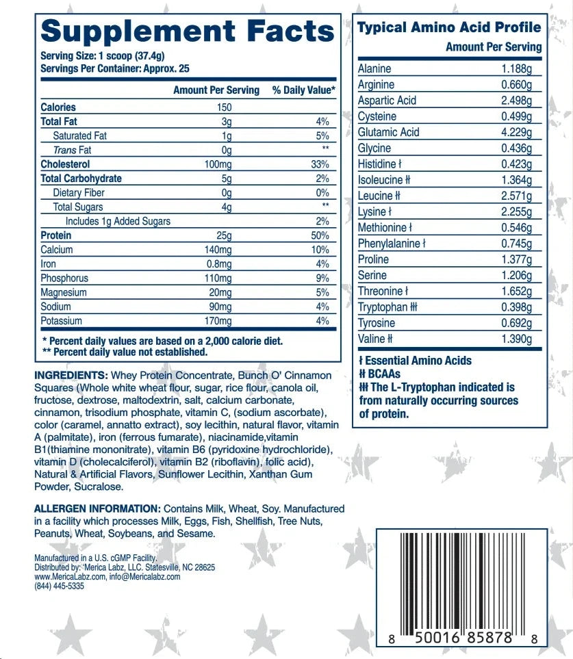 Merica Labz Patriot Whey Yankee F’N Doodle (cinnamon cereal) 2lb