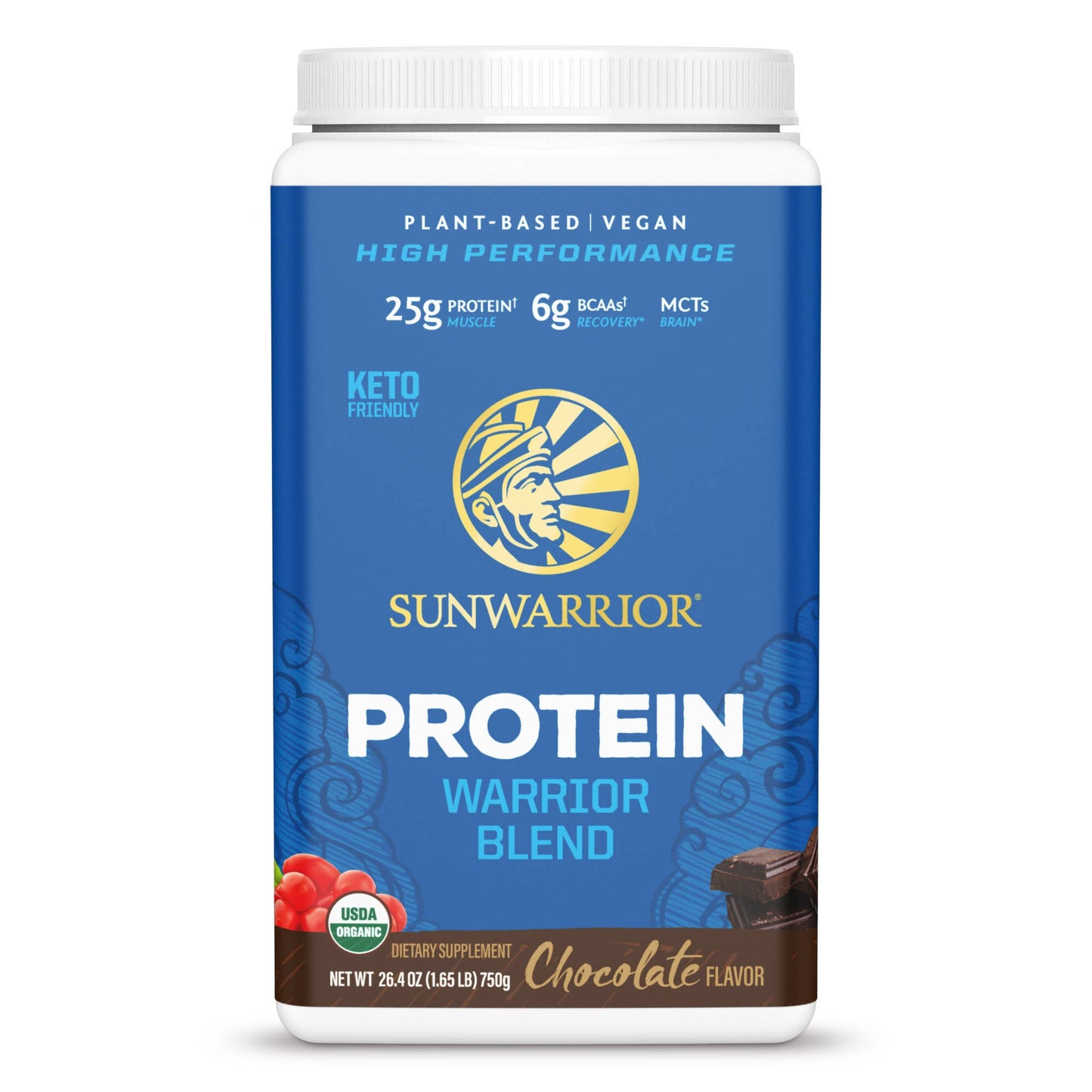 Sunwarrior Warrior Blend Chocolate Protein - Vegan Pea Protein Powder: 375g