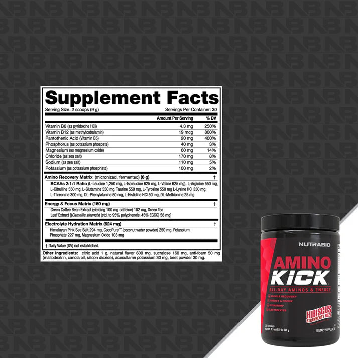 Nutrabio Amino Kick Hibiscus Strawberry Buzz