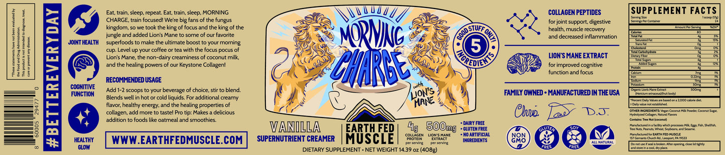 Earth Fed Morning Charge Supernutrient Creamer with Lion's Mane