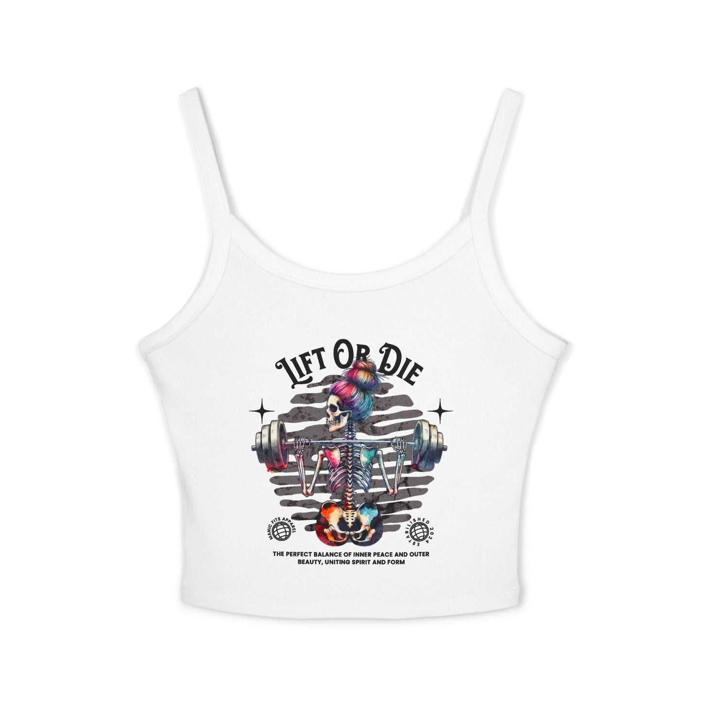 Lift or Die Tank Top — Women's Fitness Crop with Barbell Skull Design