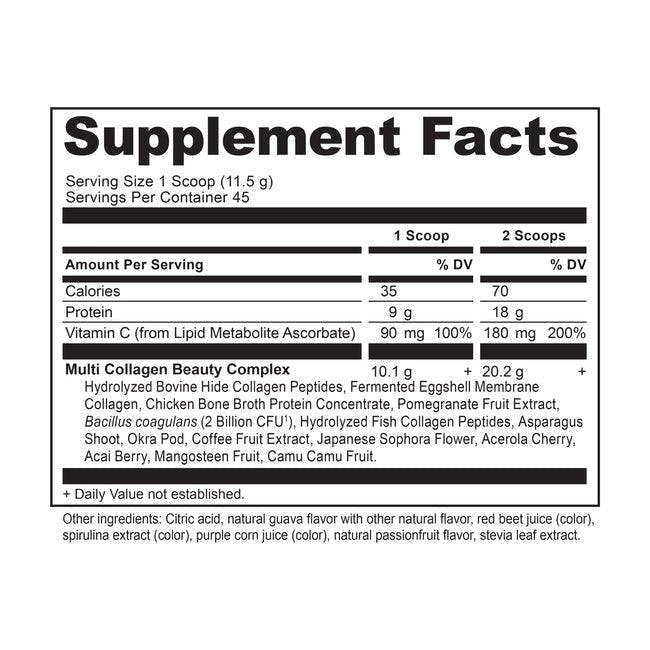Multi Collagen Protein, Guava Passionfruit Flavor: Black