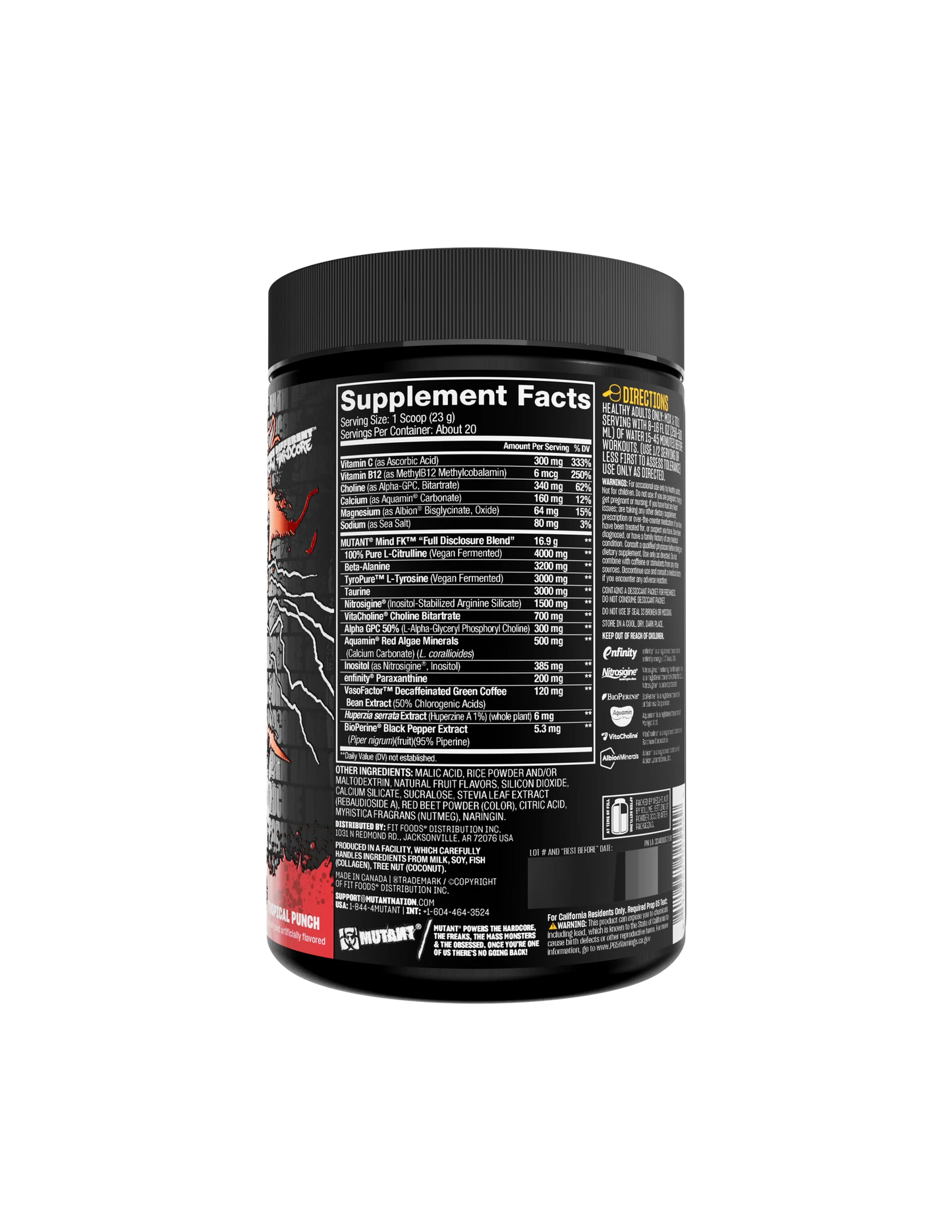 Mutant MindFk Nootropic Pre Workout Tropical Punch
