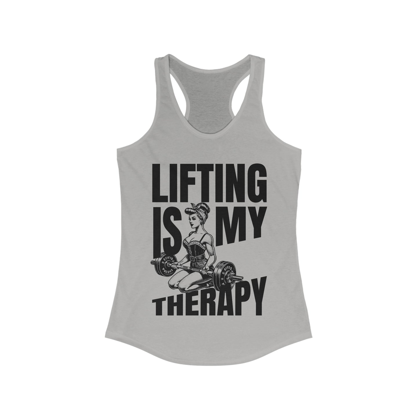 Lifting Is My Therapy Women's Workout Ideal Racerback Tank