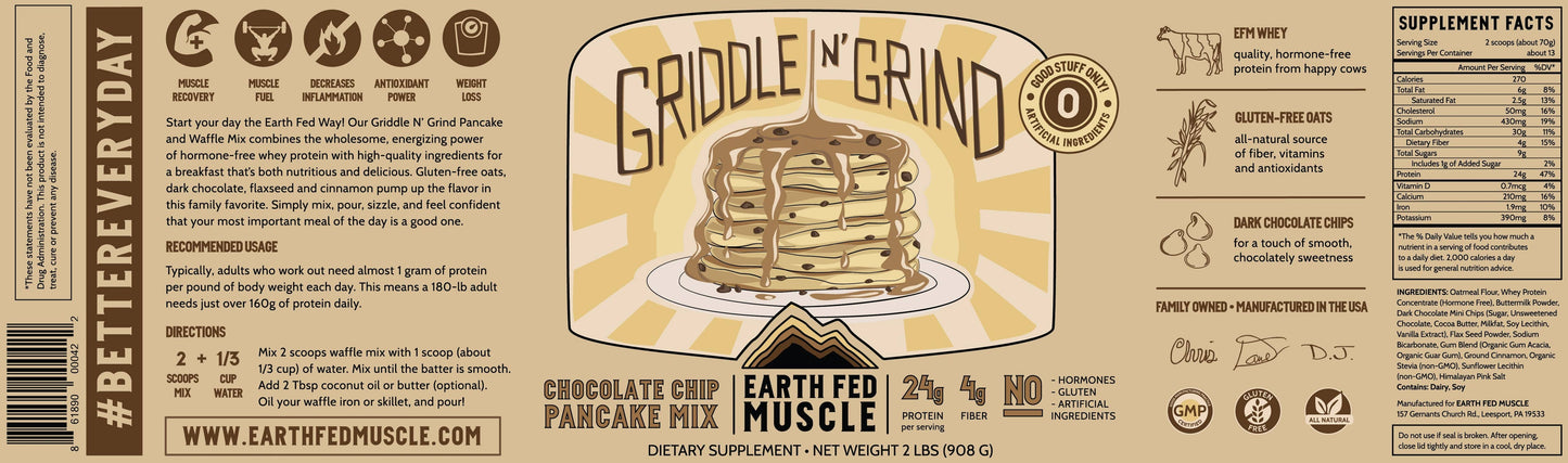 Earth Fed Griddle n' Grind Chocolate Chip Pancake and Waffle Mix