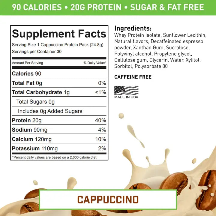 Vade Protein Packs Cappuccino - 100% Whey Isolate Protein: 30ct