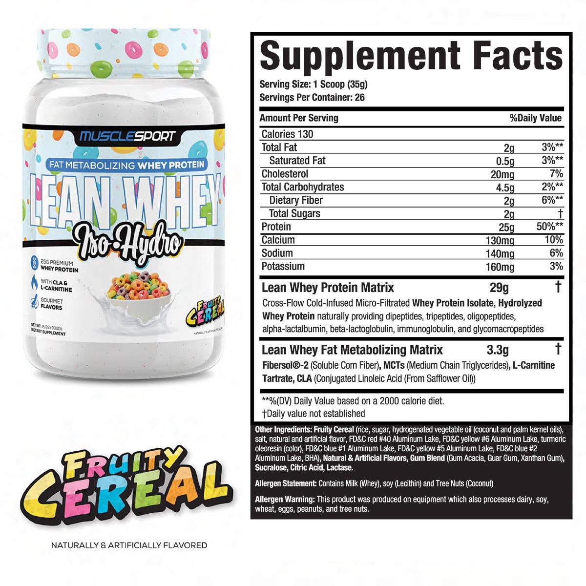 Lean Whey™ 2lb Premium Whey Protein Isolate: Fruity Cereal - Seasonal Edition