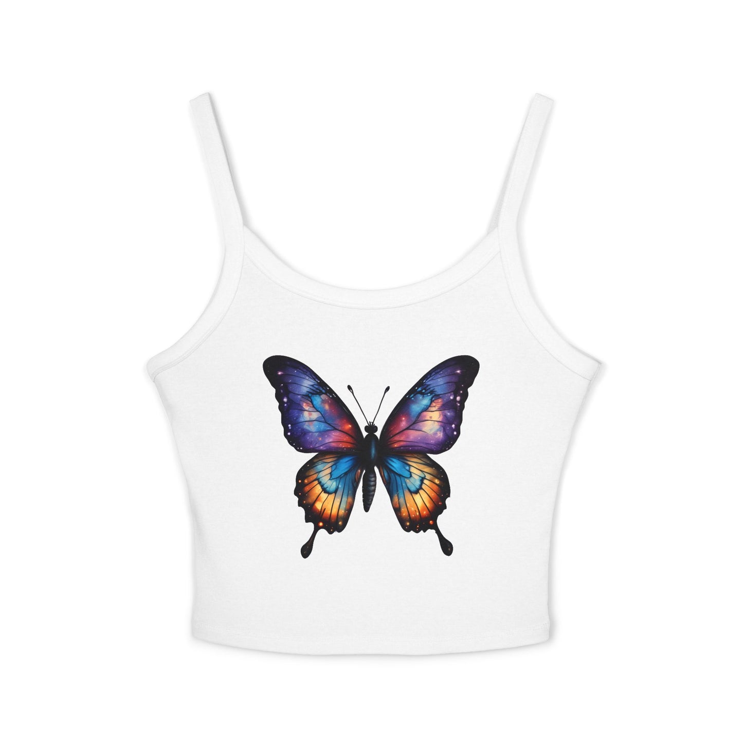 Butterfly Crop Tank Top — Colorful Galaxy Monarch Graphic