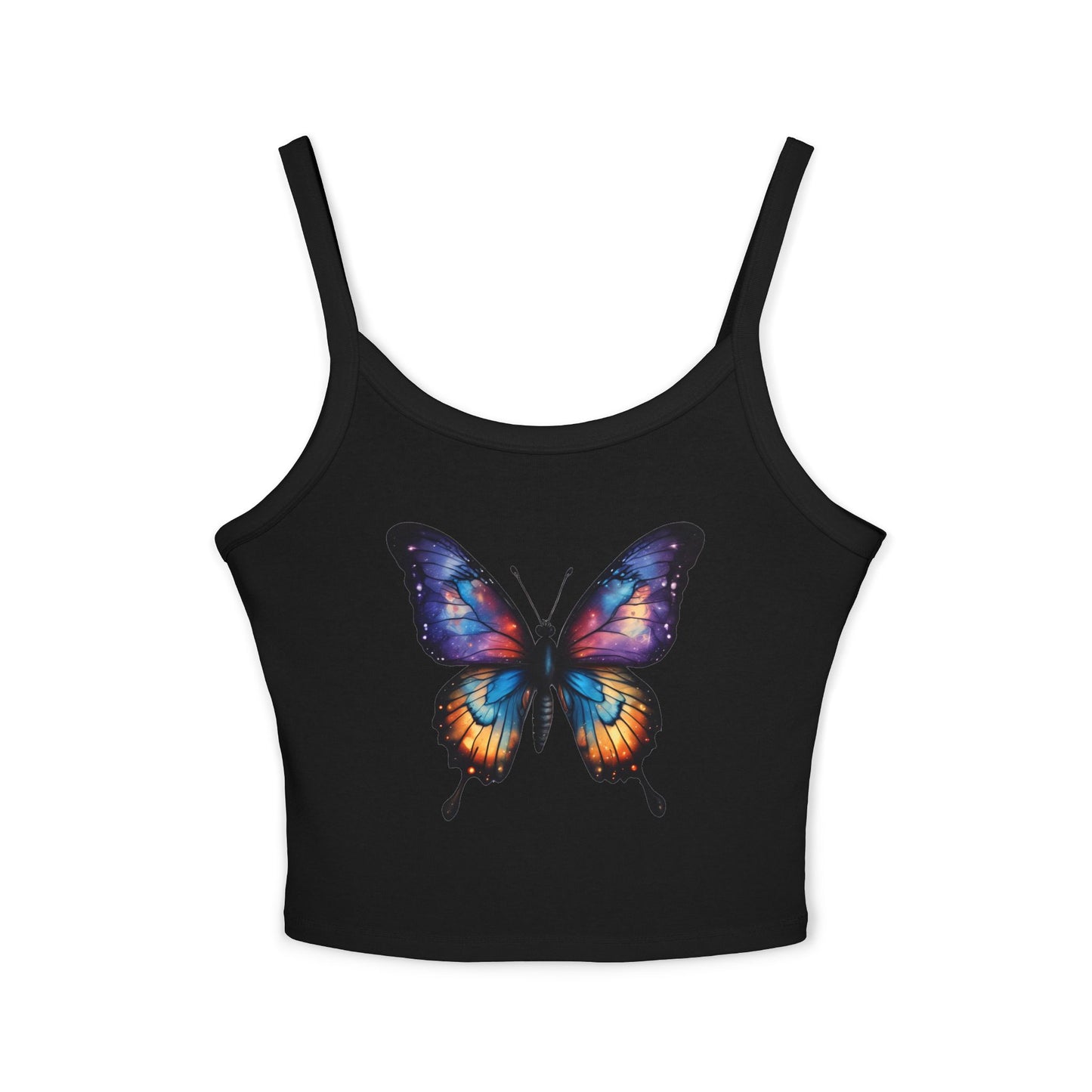 Butterfly Crop Tank Top — Colorful Galaxy Monarch Graphic
