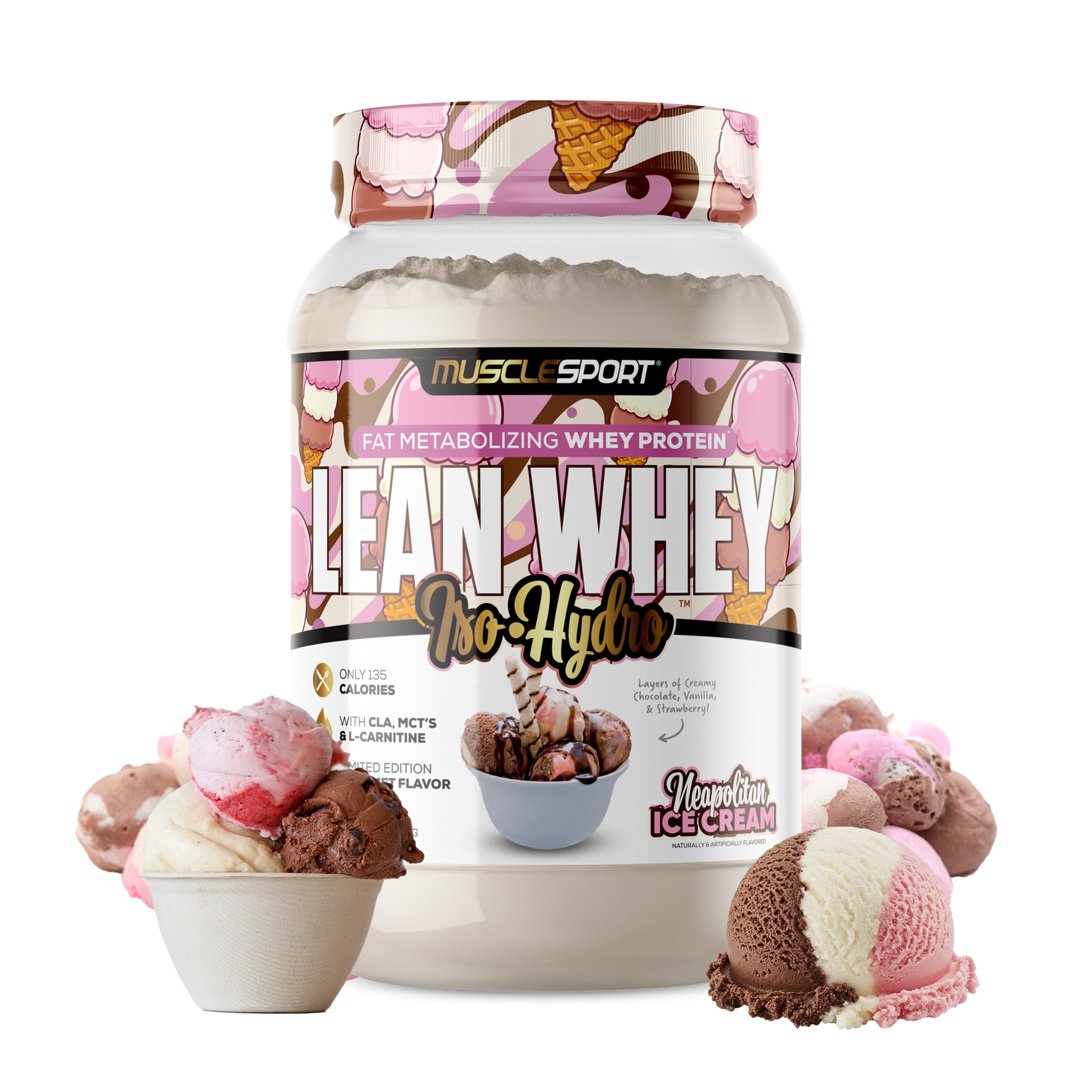 Lean Whey™ 2lb Premium Whey Protein Isolate: Neapolitan Ice Cream