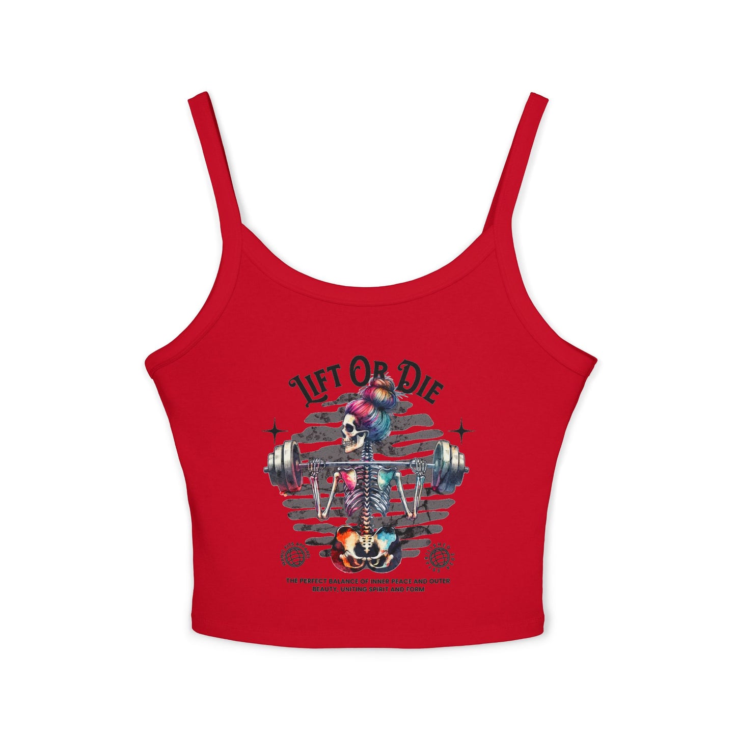 Lift or Die Tank Top — Women's Fitness Crop with Barbell Skull Design
