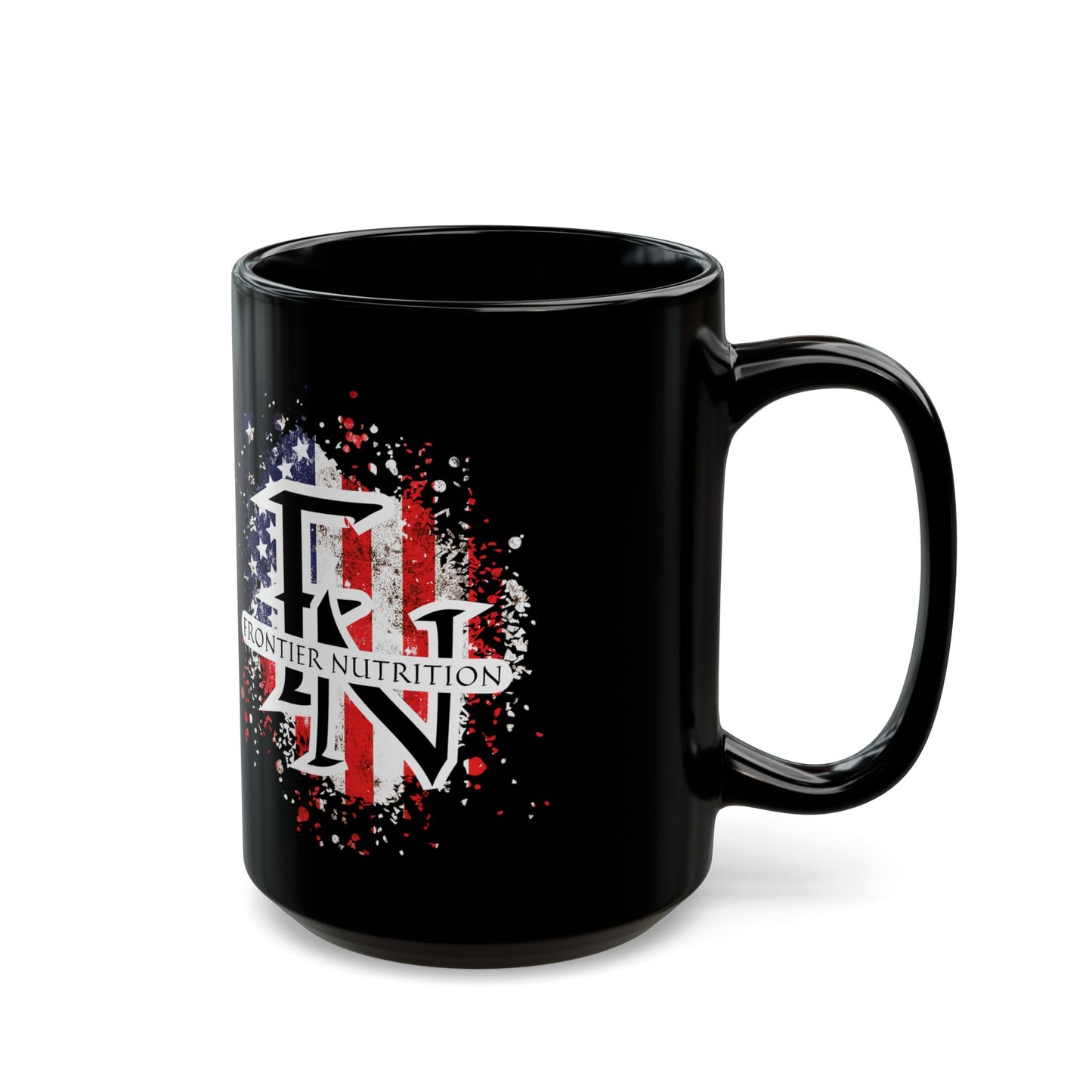 Frontier Nutrition American Flag Logo Black Coffee Mug (11oz/15oz)