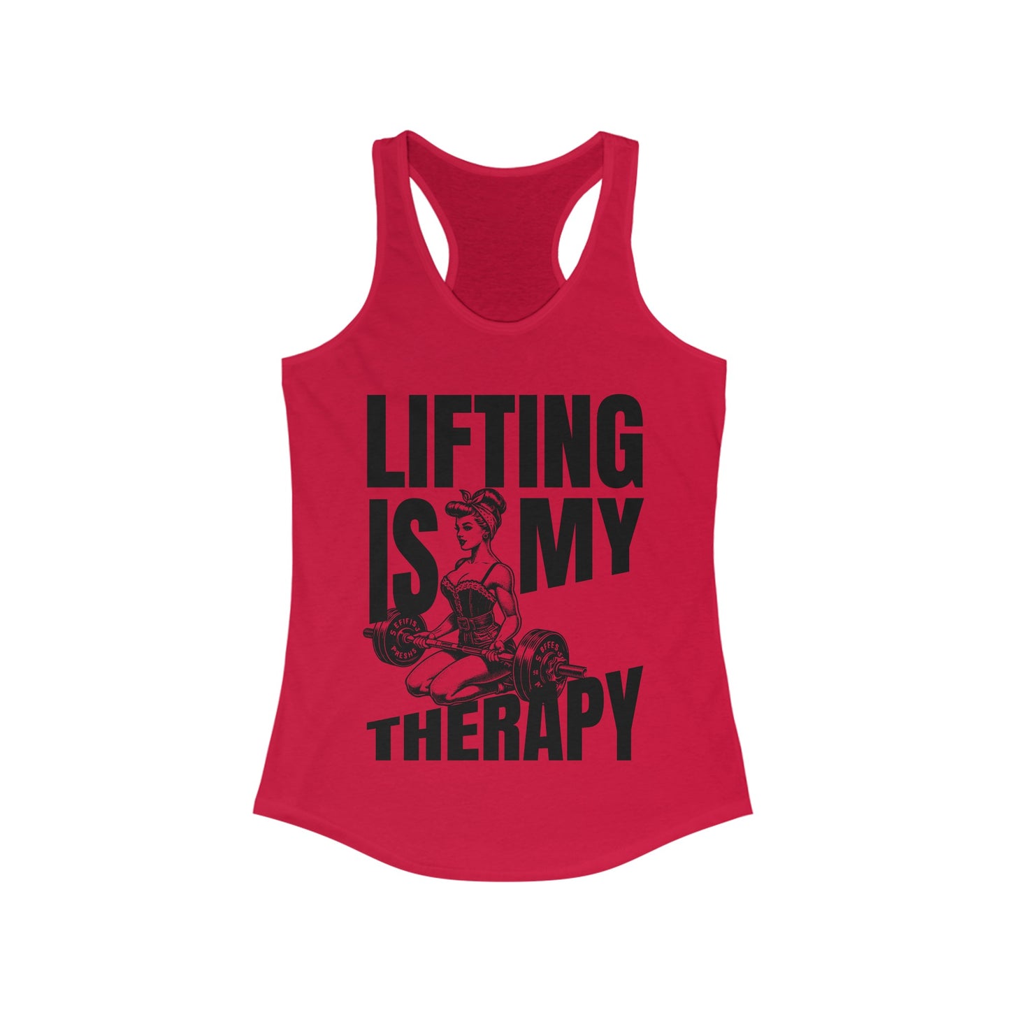 Lifting Is My Therapy Women's Workout Ideal Racerback Tank