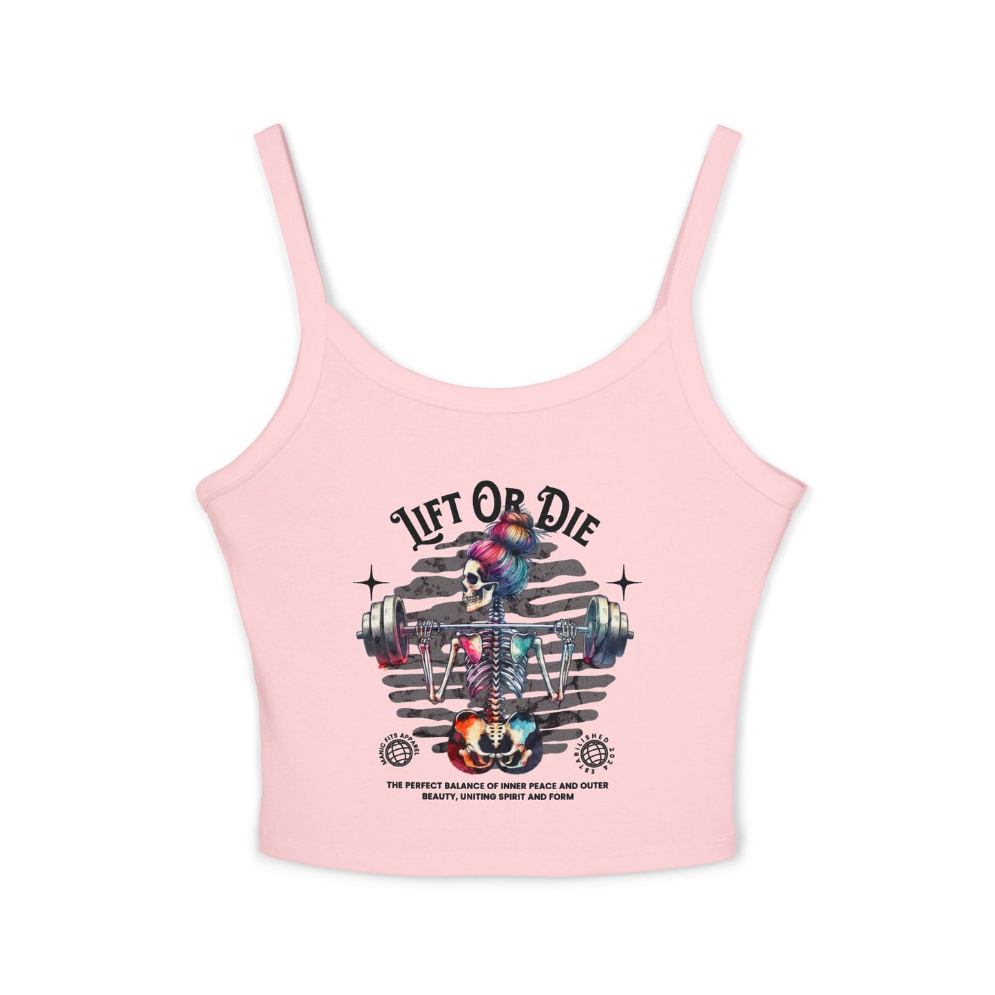 Lift or Die Tank Top — Women's Fitness Crop with Barbell Skull Design