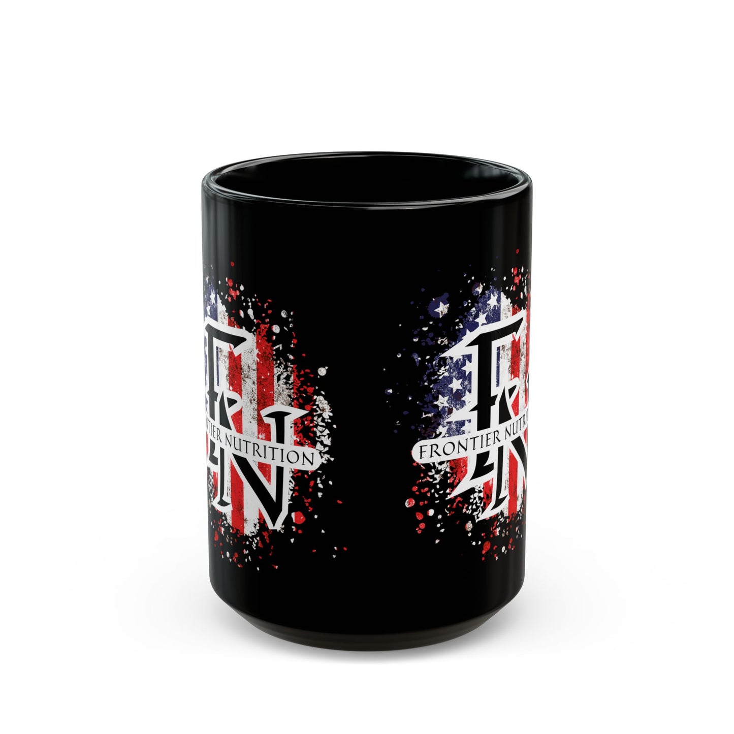 Frontier Nutrition American Flag Logo Black Coffee Mug (11oz/15oz)