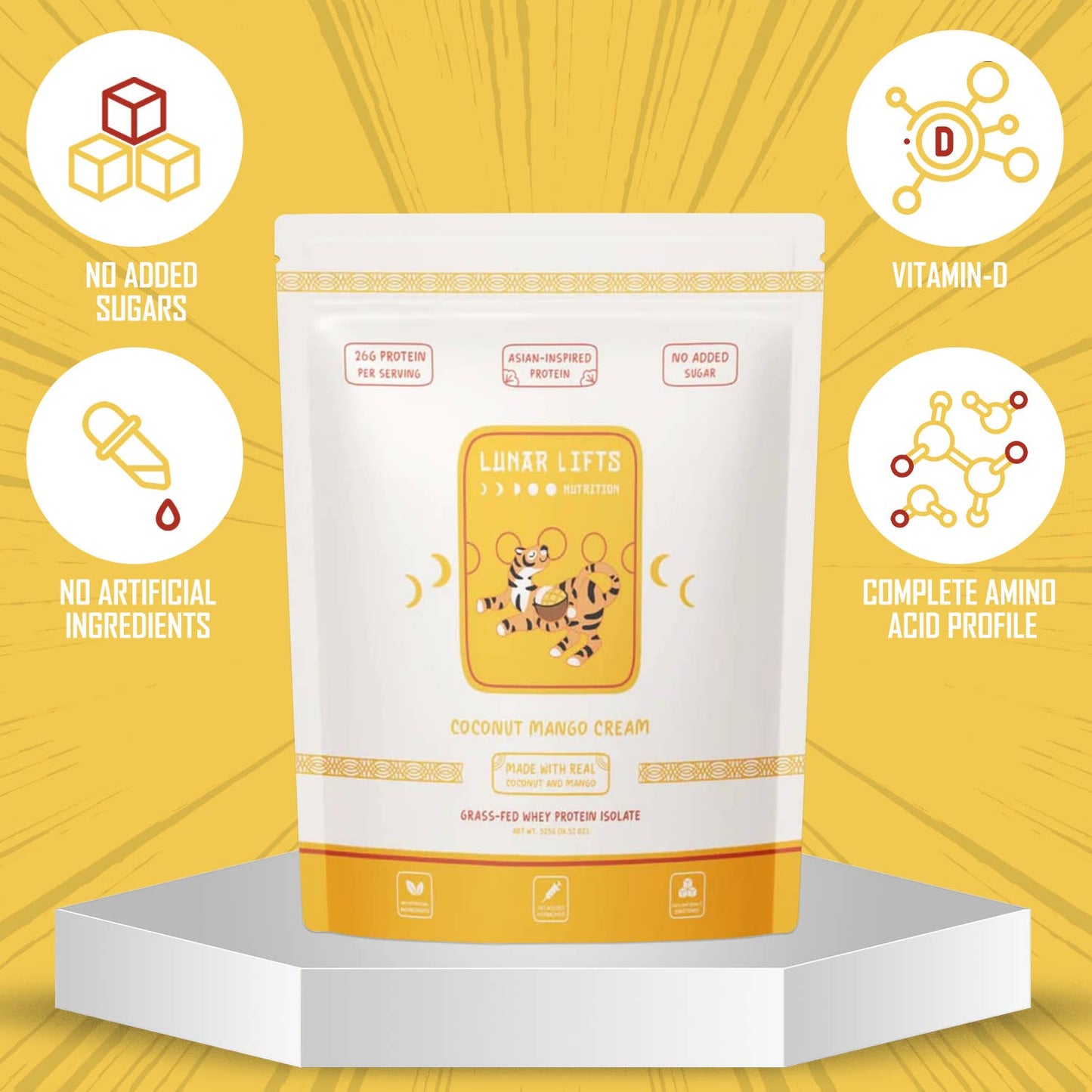 Coconut Mango Cream - Grass-fed Whey Isolate Boba Tea Protein Powder