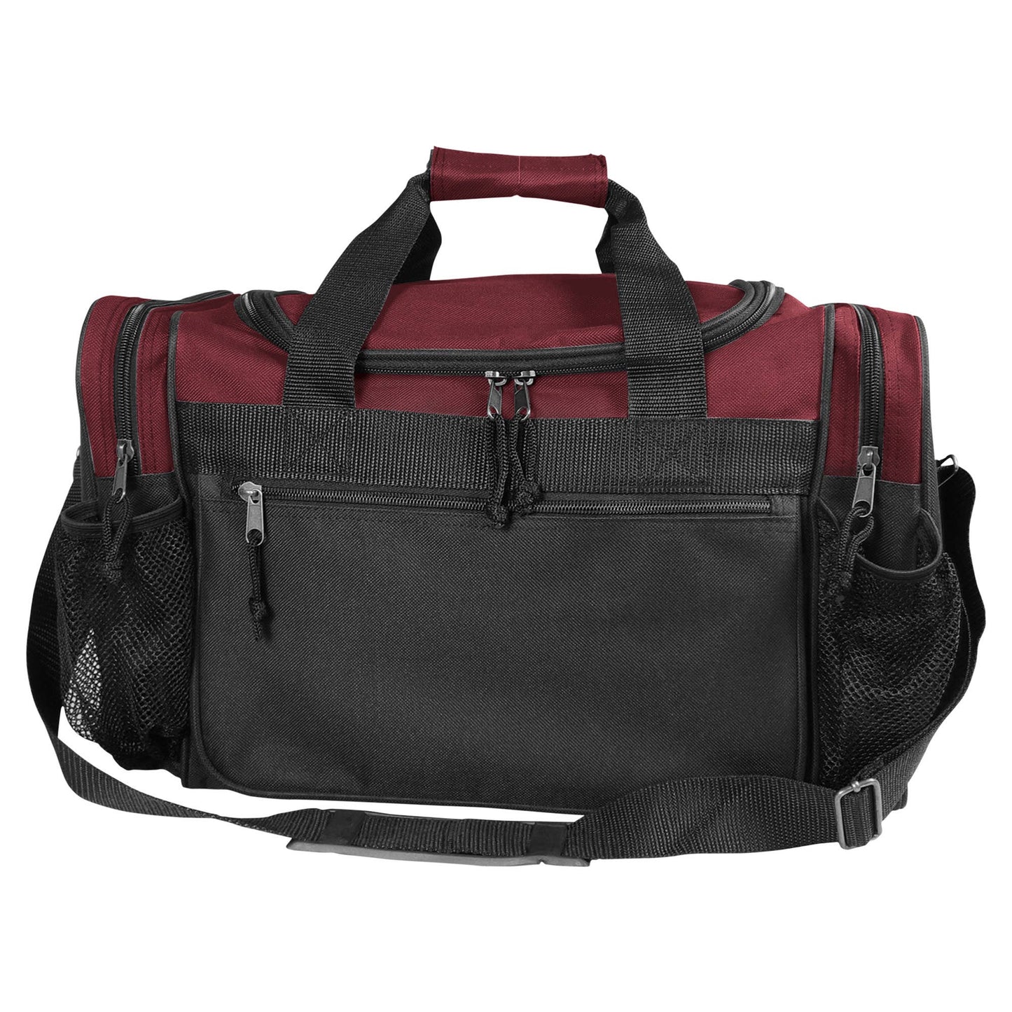 Duffle Bag/ Gym Bag Front Mesh Pockets: Maroon