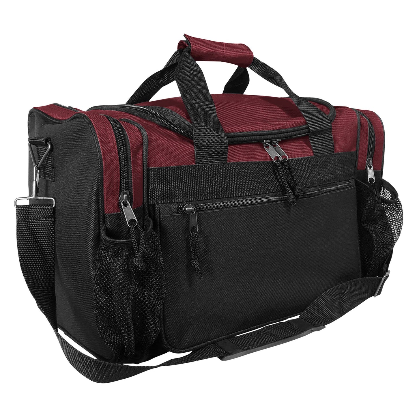 Duffle Bag/ Gym Bag Front Mesh Pockets: Maroon