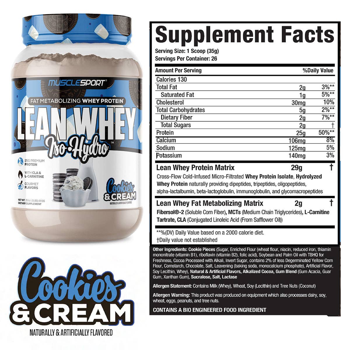 Lean Whey™ 2lb: Cookies & Cream