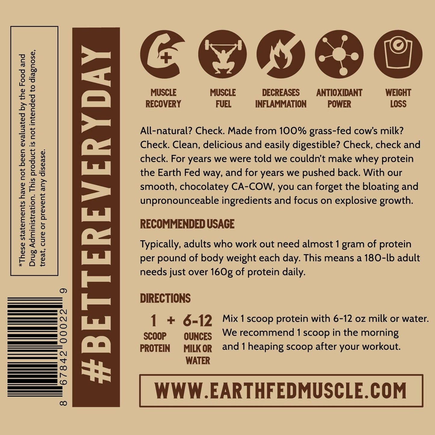 Earth Fed Ca-COW! Chocolate Grass Fed Protein