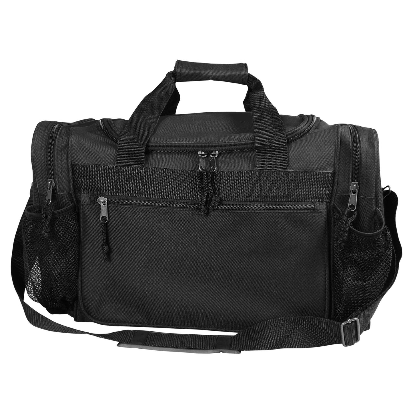 Duffle Bag Front Mesh Pockets: Black