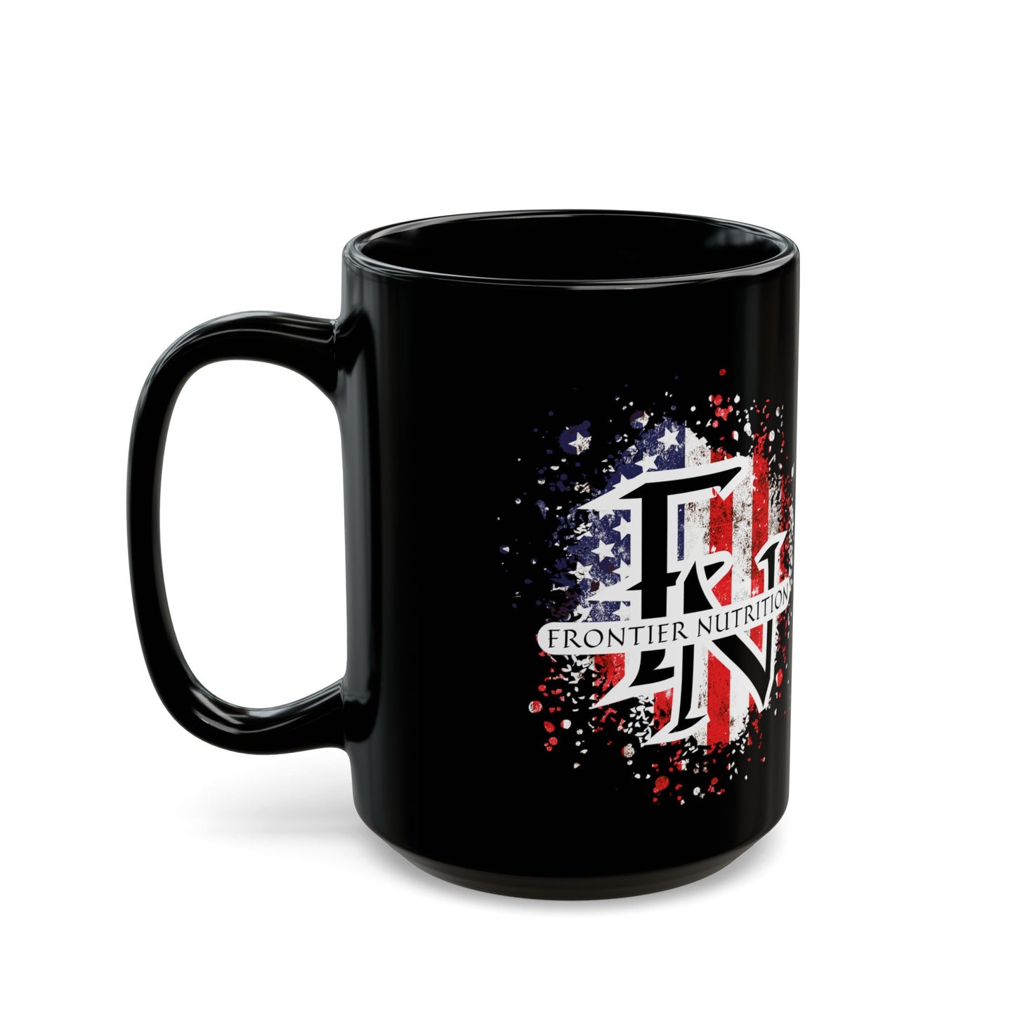 Frontier Nutrition American Flag Logo Black Coffee Mug (11oz/15oz)