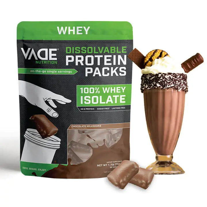 Vade Protein Packs Chocolate Milkshake - 100% Whey Isolate Protein: 30ct