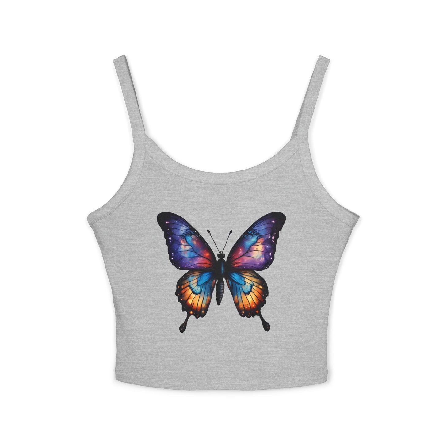 Butterfly Crop Tank Top — Colorful Galaxy Monarch Graphic
