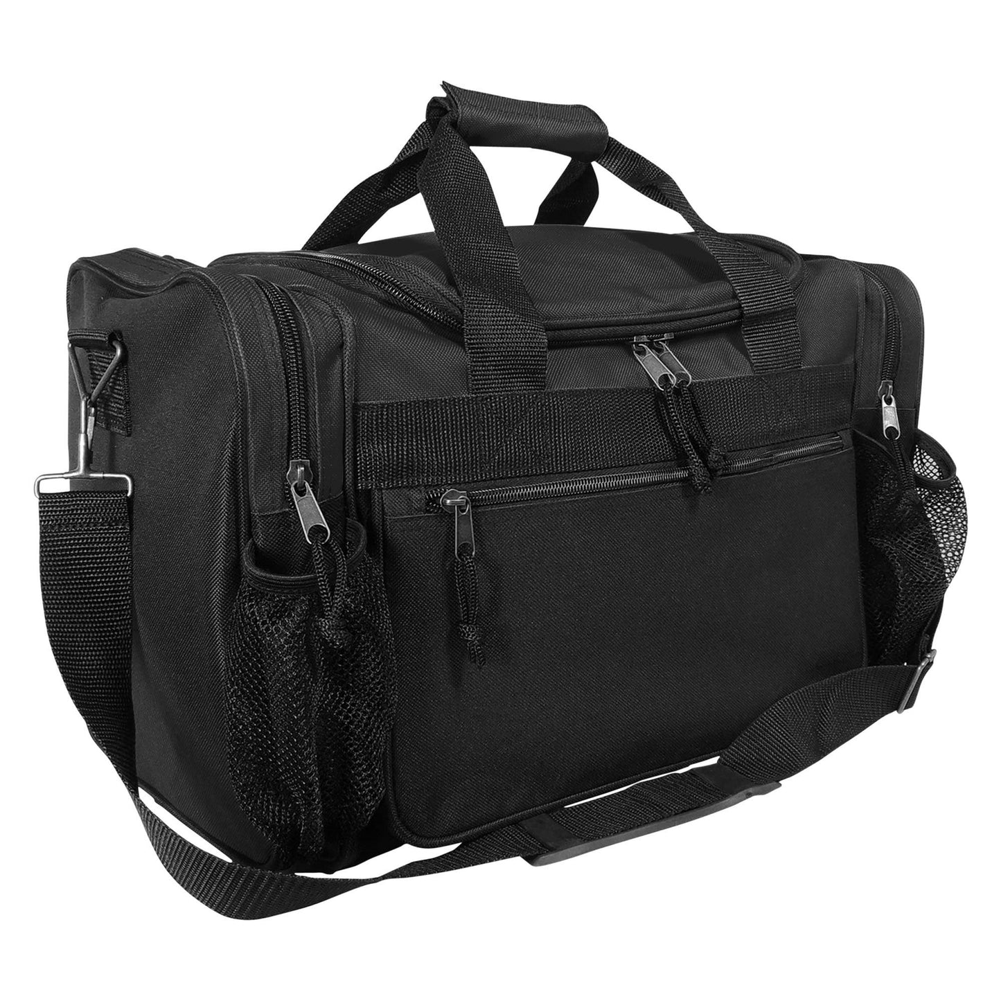 Duffle Bag Front Mesh Pockets: Black