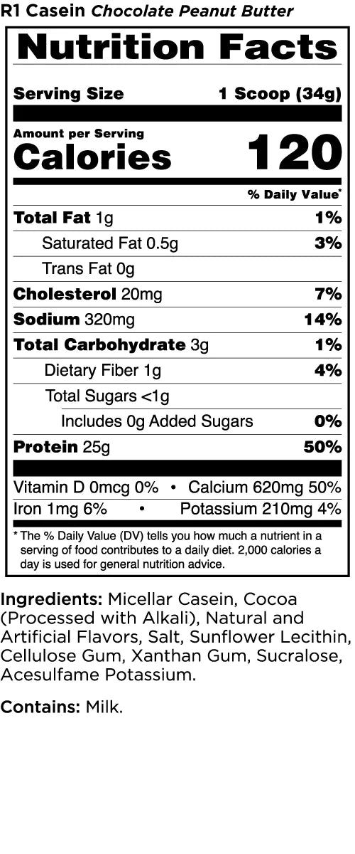 Rule 1 Casein Protein 2lb Chocolate Peanut Butter