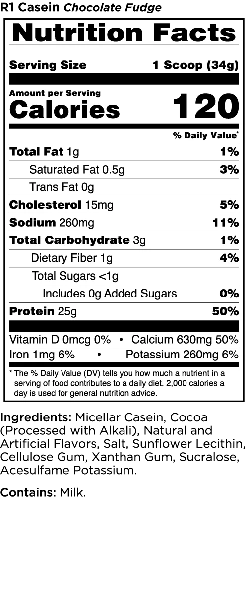 Rule 1 Casein Protein 2lb Chocolate Fudge