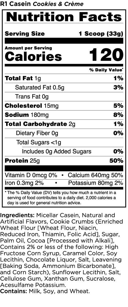 Rule 1 Casein Protein 2lb Cookies & Creme