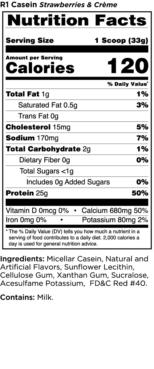 Rule 1 Casein Protein 2lb Strawberries & Creme